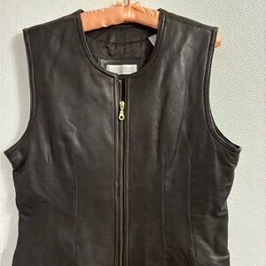 Valerie Steven’s Women's Brown Lambskin Leather Vest Brown L